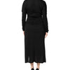 Dolce & Gabbana Black Wool Long Sleeves Sheath Midi Dress