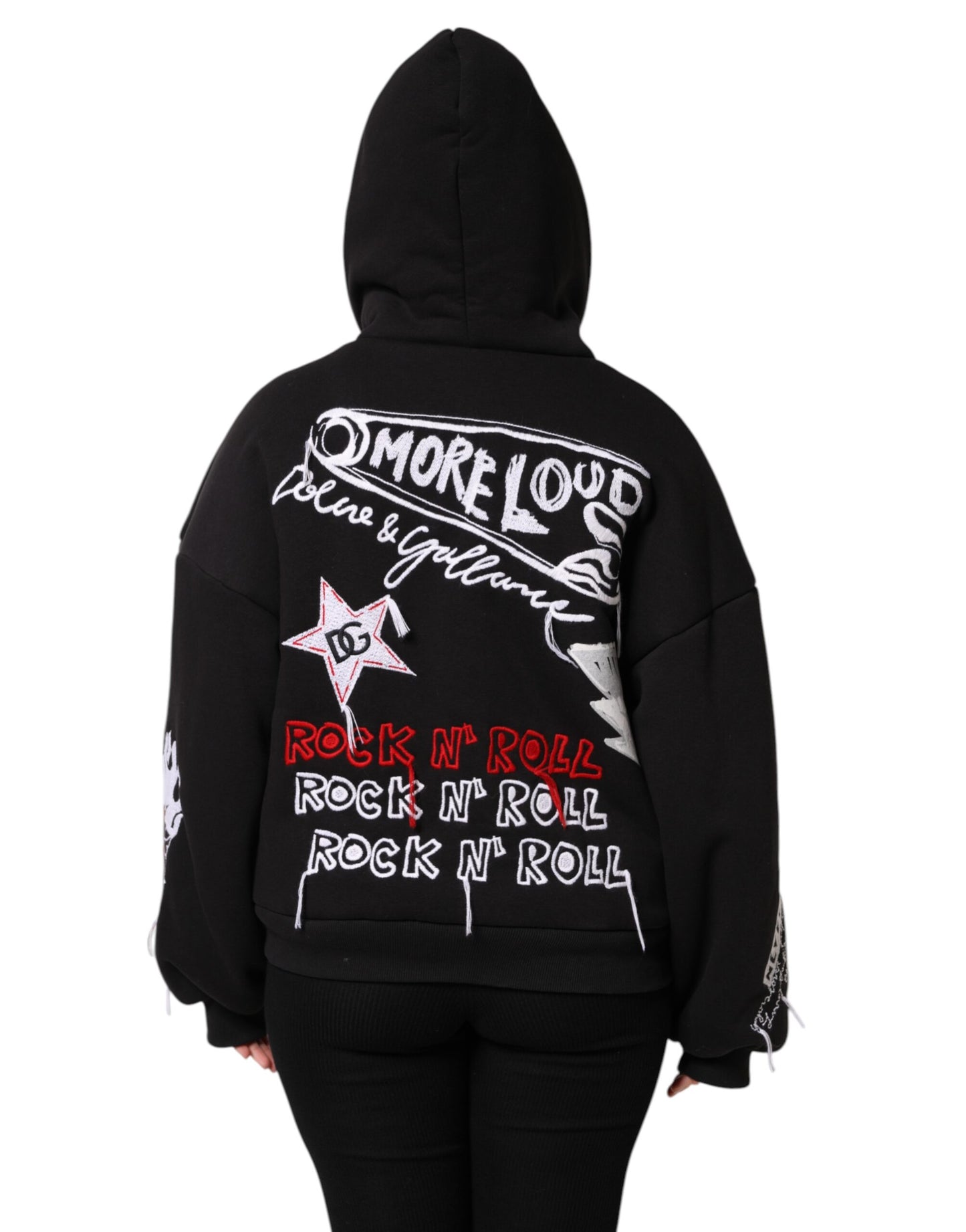 Dolce & Gabbana Black Embroidered Full Zip Hooded Jacket