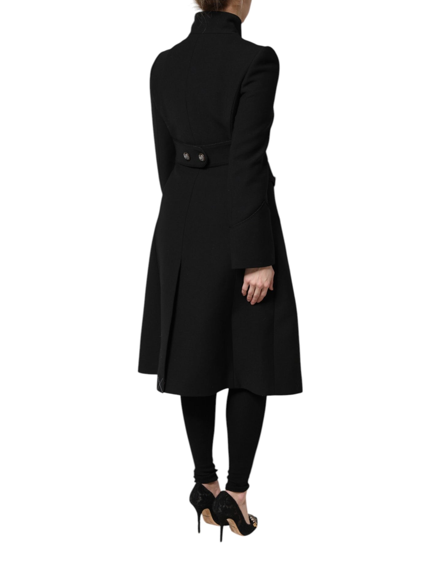 Dolce & Gabbana Black Wool Single Breasted Trench Coat Jacket
