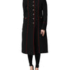 Dolce & Gabbana Black Wool Single Breasted Trench Coat Jacket