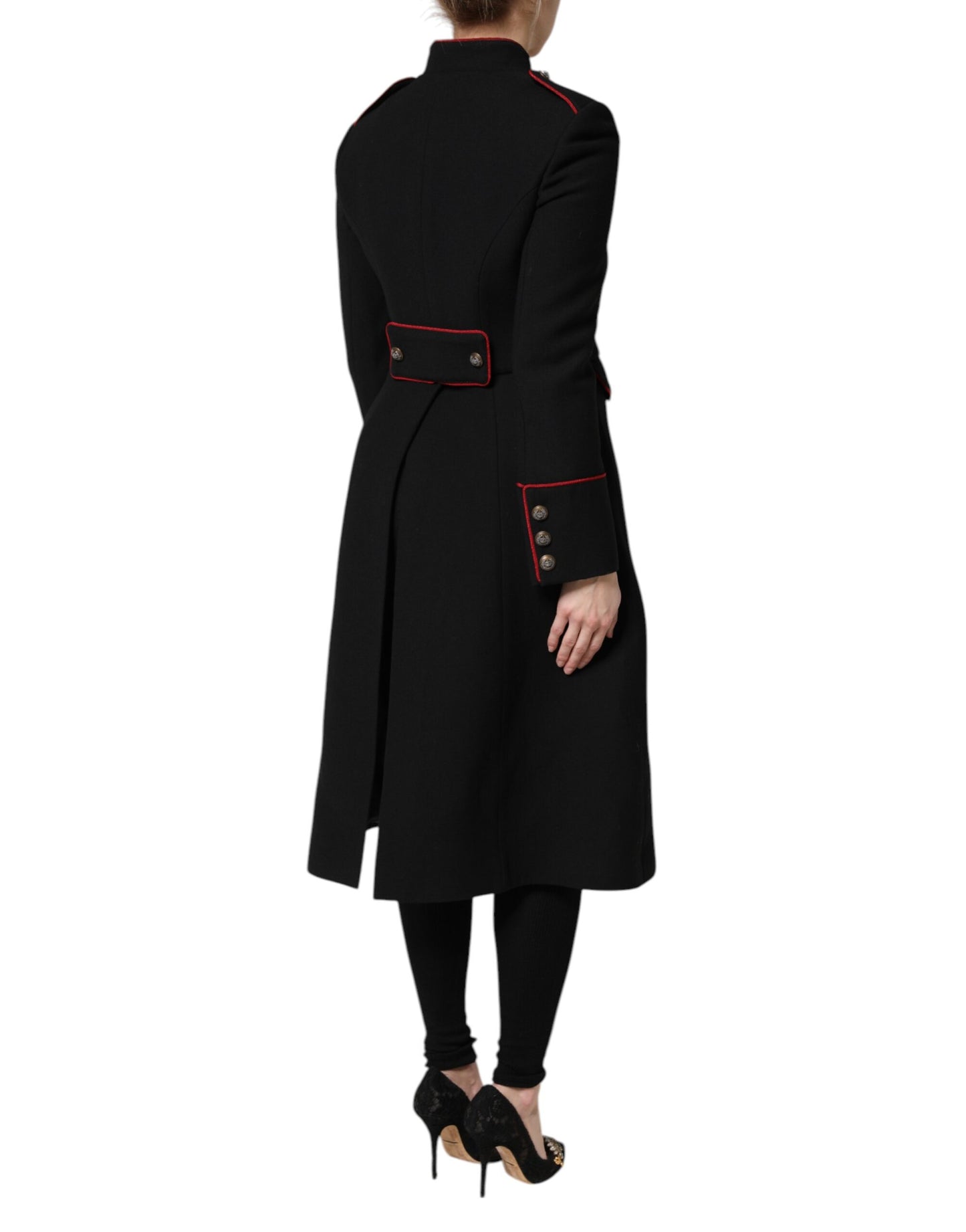 Dolce & Gabbana Black Wool Single Breasted Trench Coat Jacket