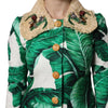 Dolce & Gabbana Multicolor Leaf Print Embellished Trenchcoat Jacket