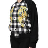 Dolce & Gabbana Black White Check Floral Button Down Jacket