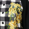 Dolce & Gabbana Black White Check Floral Button Down Jacket
