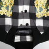 Dolce & Gabbana Black White Check Floral Button Down Jacket