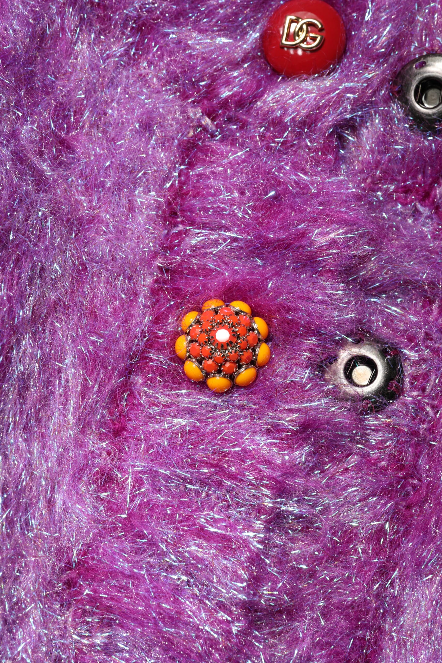 Dolce & Gabbana Purple Button Embellished Trench Coat Jacket