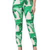 Dolce & Gabbana White Green Leaf High Waist Pants