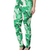 Dolce & Gabbana White Green Leaf High Waist Pants