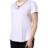 Dolce & Gabbana White Chain Pearl Cotton Round Neck T-shirt