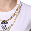 Dolce & Gabbana White Chain Pearl Cotton Round Neck T-shirt