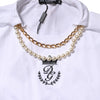Dolce & Gabbana White Chain Pearl Cotton Round Neck T-shirt