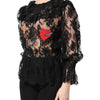 Dolce & Gabbana Black Cotton Floral Lace Women Blouse Top