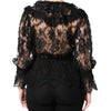 Dolce & Gabbana Black Cotton Floral Lace Women Blouse Top