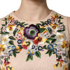 Dolce & Gabbana Beige Floral Embroidery Sleeveless Tank Top