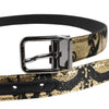 Dolce & Gabbana Multicolor Jacquard Leather Metal Buckle Belt