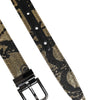 Dolce & Gabbana Multicolor Jacquard Leather Metal Buckle Belt