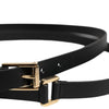 Dolce & Gabbana Black Classic Gold Metal Logo Buckle Belt