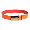 Dolce & Gabbana Orange Gold Tone Metal Logo Buckle Belt
