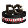 Dolce & Gabbana Black Cotton Logo Print DG Buckle Belt
