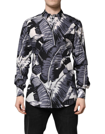 Dolce & Gabbana Multicolor GOLD Cotton Banana Leaf Print Shirt