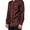 Dolce & Gabbana Burgundy Silk Dotted Long Sleeves Shirt
