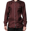 Dolce & Gabbana Burgundy Silk Dotted Long Sleeves Shirt