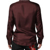 Dolce & Gabbana Burgundy Silk Dotted Long Sleeves Shirt