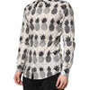 Dolce & Gabbana White Pineapple Print Long Sleeve GOLD Shirt