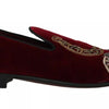 Dolce & Gabbana Bordeaux Velvet Loafers Gun Horseshoe Shoes