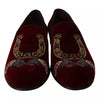 Dolce & Gabbana Bordeaux Velvet Loafers Gun Horseshoe Shoes