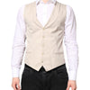 Dolce & Gabbana Beige Gray Dress Men Formal Waistcoat Vest