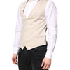 Dolce & Gabbana Beige Gray Dress Men Formal Waistcoat Vest