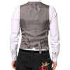 Dolce & Gabbana Beige Gray Dress Men Formal Waistcoat Vest