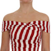 Robe moulante élégante en soie à rayures rouges et blanches Dolce &amp; Gabbana