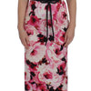 Dolce & Gabbana Pink Floral Print Long Maxi Sheath Dress