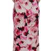 Dolce & Gabbana Pink Floral Print Long Maxi Sheath Dress