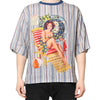 Dolce & Gabbana Multicolor Striped Pin Up Linen Round Neck T-shirt