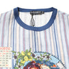 Dolce & Gabbana Multicolor Striped Pin Up Linen Round Neck T-shirt