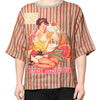 Dolce & Gabbana Multicolor Striped Graphic Linen Round Neck T-shirt