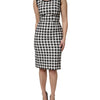 Dolce & Gabbana White Black Checkered Sleeveless Sheath Dress