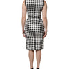 Dolce & Gabbana White Black Checkered Sleeveless Sheath Dress