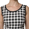 Dolce & Gabbana White Black Checkered Sleeveless Sheath Dress