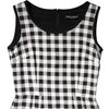 Dolce & Gabbana White Black Checkered Sleeveless Sheath Dress