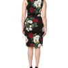 Dolce & Gabbana Black Floral Print Sleeveless Sheath Dress