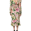 Dolce & Gabbana Pink Floral Silk Fit And Flared Midi Dress