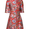 Dolce & Gabbana Red Floral Jacquard A-line Mini Dress