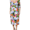 Dolce & Gabbana Multicolor Floral Pleated Sheath Midi  Dress