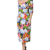 Dolce & Gabbana Multicolor Floral Pleated Sheath Midi  Dress