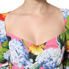 Dolce & Gabbana Multicolor Floral Pleated Sheath Midi  Dress