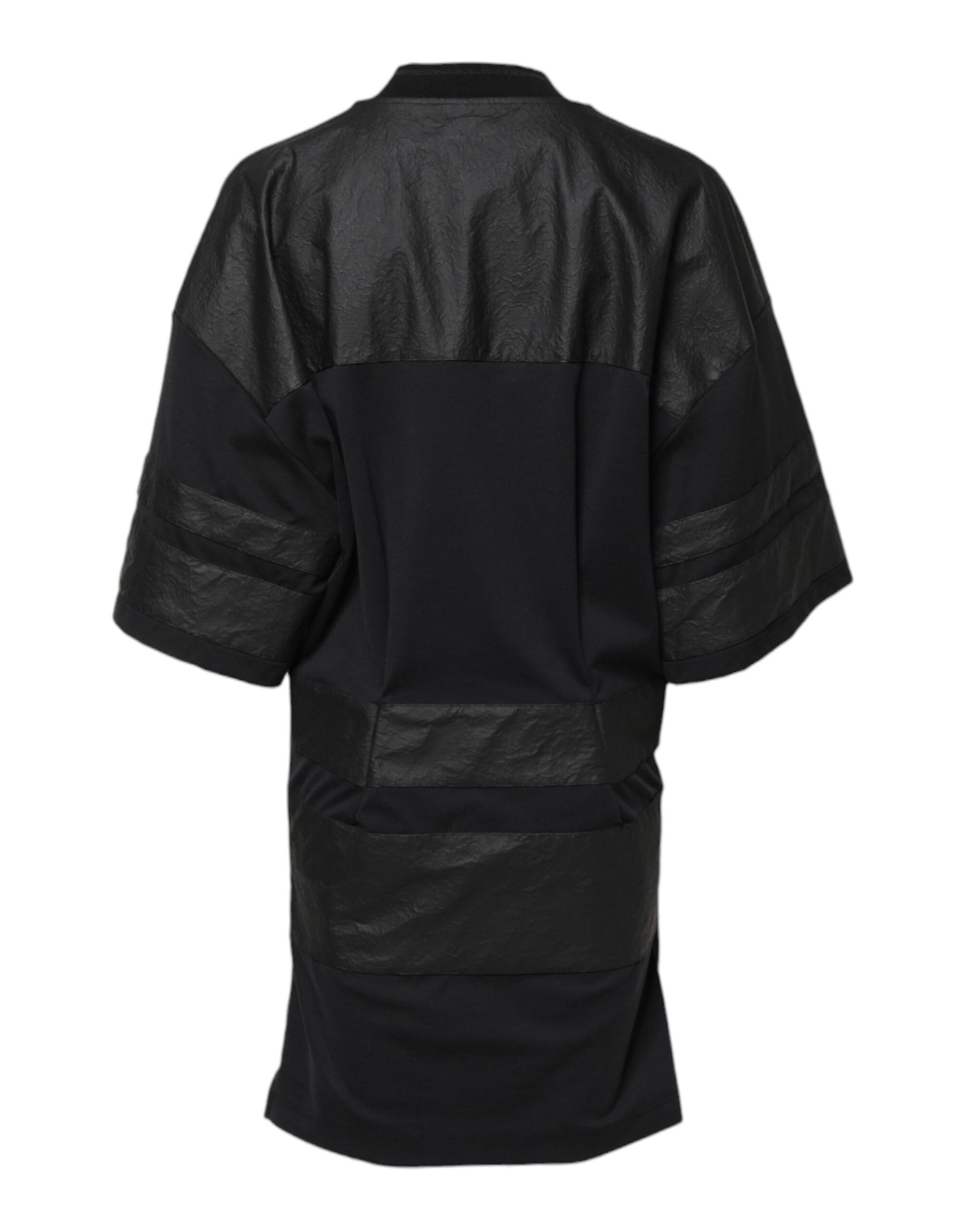 Dolce &amp; Gabbana – Schwarzes T-Shirt aus Baumwolle mit kurzen Ärmeln und V-Ausschnitt